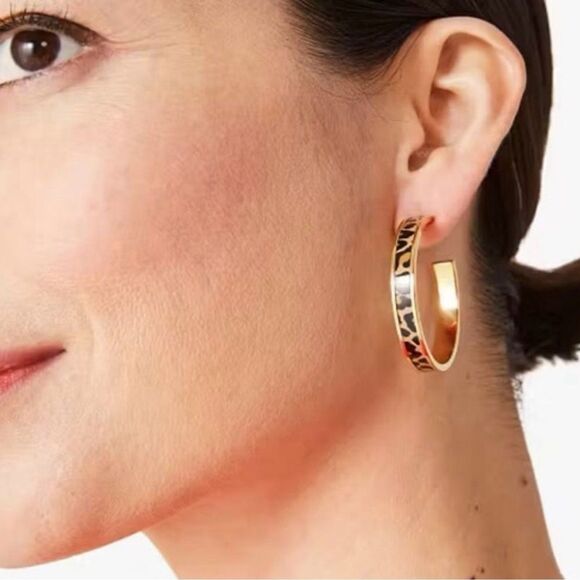 NWT Kate Spade Leopard Gold Hoops - Picture 3 of 7